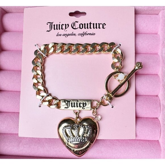 Juicy Couture Original Heart Charm Toggle Bracelet 7" - Picture 1 of 4